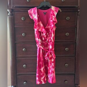 Ann Taylor Pink Tie-Dye Ruffle Dress
